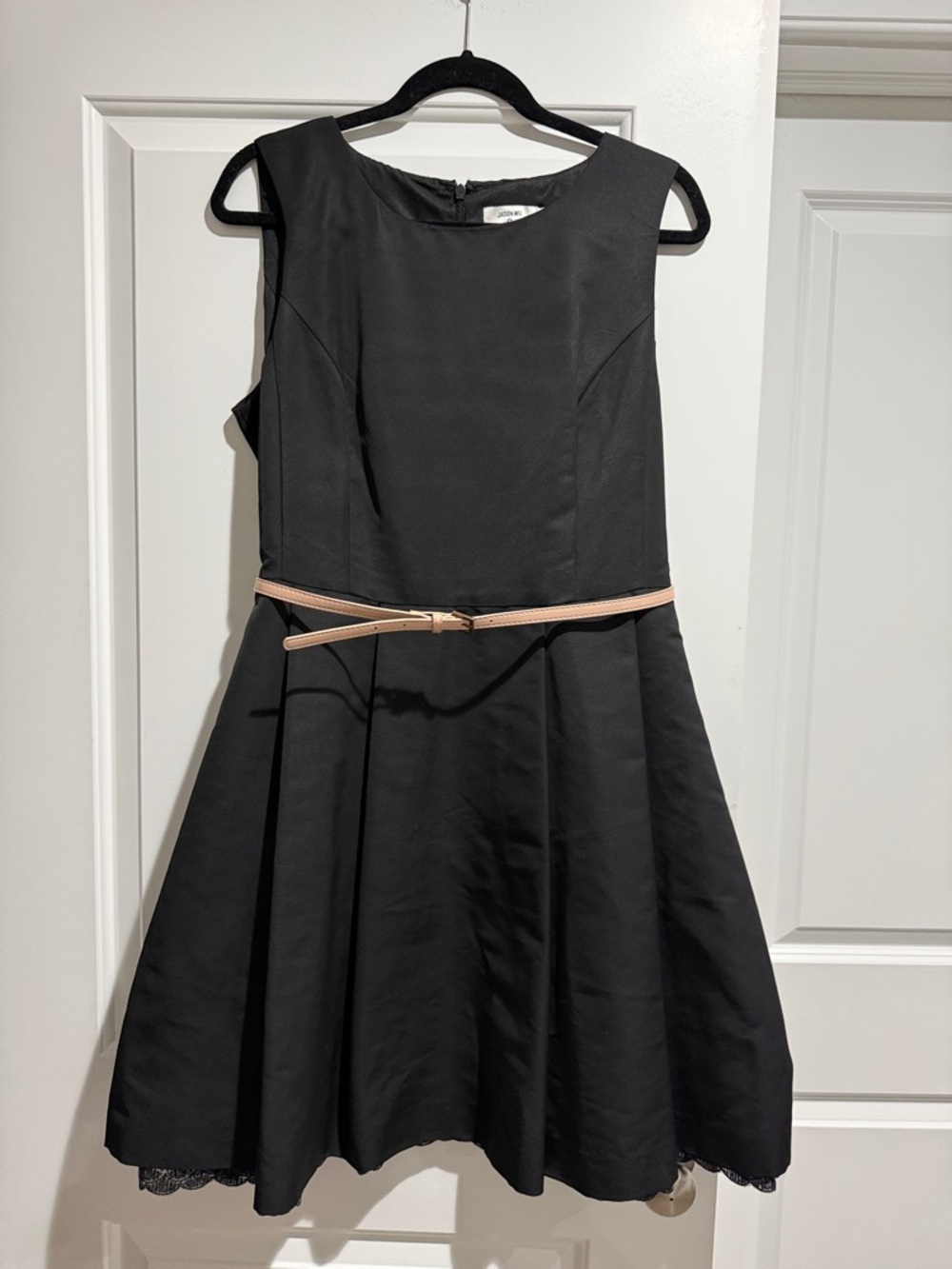NWOT Jason Wu Black Sleeveless Fit-n-Flare Grosgrain Dress w/ Pink Belt